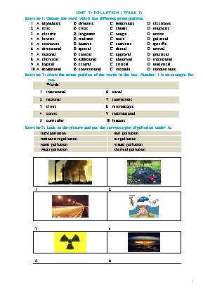 Bài tập ôn tập Tiếng Anh Khối 8 - Unit 7 Pollution